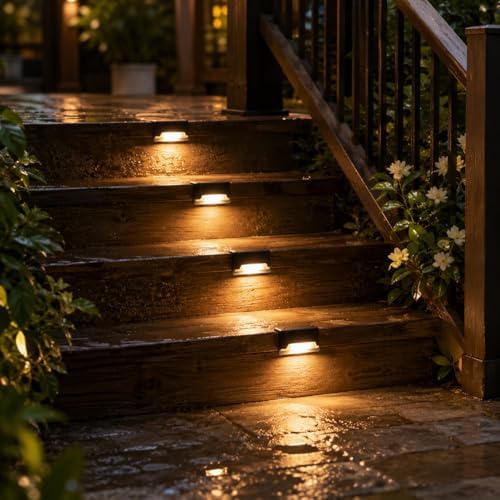 Solar Outdoor Fence Step Lights, 30pcs White IP44 LED Outdoor Stair Lights, 1000mAh, Suitable for Courtyards, Decks, Steps, Walkways, and Lawn Paths - Image 4