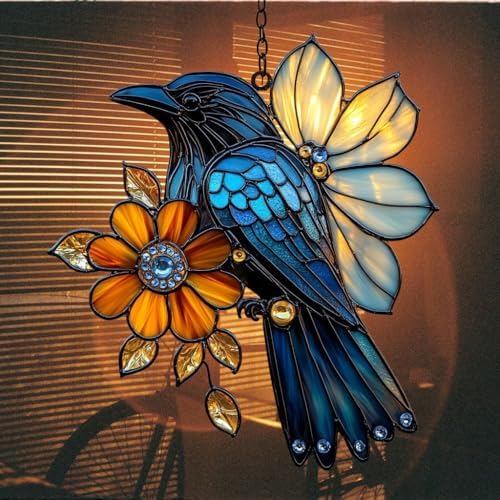 Flowers and Raven Acrylic Suncatcher - Image 7