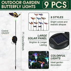 Retisee 9 Pcs Solar Butterfly Garden Stake Lights LED Solar Butterfly Lights Waterproof Color Changing Outdoor Lights Decoration for Garden Patio Yard Lawn Pathway, 5 x 28 Inch - Image 2