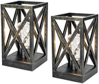 WINGBO 2 Pack Retro Battery Powered Table Lamps, Battery Operated Cordless Lamp Set, Portable Nightlight Decorative Light for Living Room Dining Room Bedroom Entryway Patio, Black & Gold Finish by HomePage