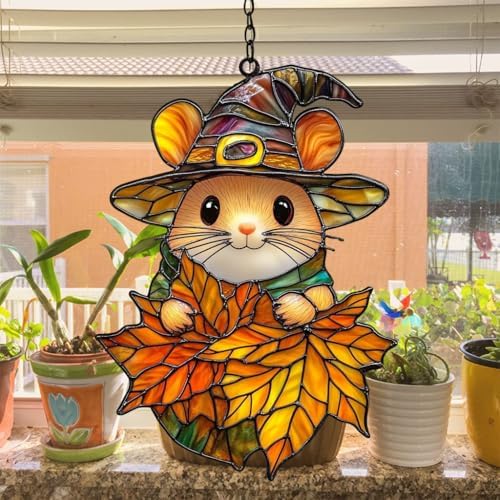 Cute Little Mouse Autumn Acrylic Suncatcher - Image 4