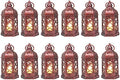 12PCS Mini Lantern with Flicker LED Candle for Halloween Decorations, Small Lanterns Decorative, Vintage Hanging Moroccan Lantern for Wedding Halloween Christmas Decor, Table Centerpiece, Rose Gold by LLQ-LuckLifeQuality