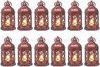 12PCS Mini Lantern with Flicker LED Candle for Halloween Decorations, Small Lanterns Decorative, Vintage Hanging Moroccan Lantern for Wedding Halloween Christmas Decor, Table Centerpiece, Rose Gold by LLQ-LuckLifeQuality