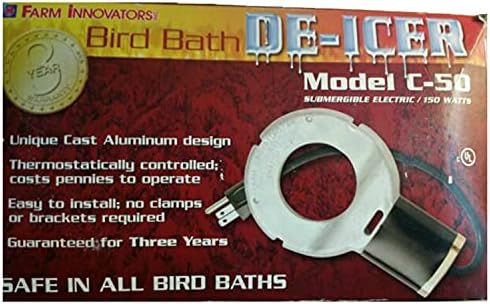 Farm Innovators C-50 Premium Cast Aluminum Birdbath Deicer, Electric Birdbath Warmer with Built-in Thermostat, 150W - Image 5