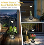 Outdoor Solar Floor Lamp with Plant Stand 2 in 1 Heavy-Duty Metal Flower Pot for Real/Fake Flowers, Adjustable Height, Waterproof Dusk to Dawn, Standing Light for Patio, Yard, Garden (35.5"H - 1Pack) - Image 5