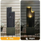 39''H Modern Cascading Outdoor Water Fountain with LED Lights - Image 3