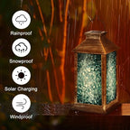 Solar Lantern Stained Glass Window Outdoor Waterproof Hanging Solar Light Outside Lights for Patio Yard House Lawn Decor Birthday Gifts for Women Mom - Image 5
