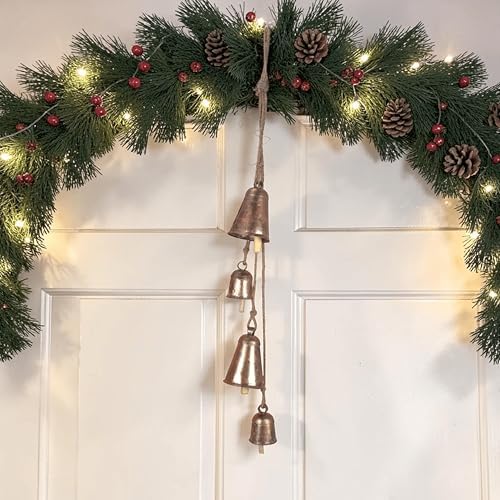 Handmade Farmhouse Vintage Decorative Bells, Hanging Witches Bells for Protection, Cow Bell Wind Chime for Outdoor Garden, Door Knob Bell for Door Opening, Witchcraft Christmas Wreaths Ornament Decor - Image 4