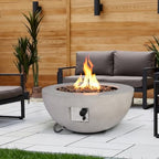 31.5'' Round Propane Fire Pit Table Concrete Fire Bowl Outdoor - Image 2
