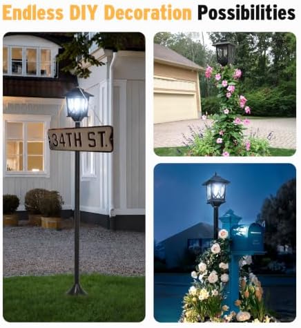 63" Solar Lamp Post Light 2 Pack, Solar Post Lights Outdoor Cool White - Image 4