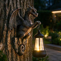 Outdoor Solar Dragon Statue Tree Hugger with Solar Lantern Garden Decor, 9-inch Dragon Garden Statues Outdoor Patio Lawn, Fence Decoration, Gargoyle Statues Outdoor with LED Light, Gifts for Mom by Unknown