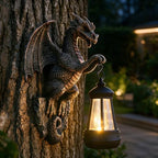 Outdoor Solar Dragon Statue Tree Hugger with Solar Lantern Garden Decor, 9-inch Dragon Garden Statues Outdoor Patio Lawn, Fence Decoration, Gargoyle Statues Outdoor with LED Light, Gifts for Mom by Unknown