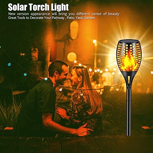 Solar Torch Lights 43" Waterproof Flickering Flames 96LED Solar Powered Landscape Decoration Lighting Auto On/Off Pathway Lights for Garden Patio Yard Christmas 4Pack - Image 6