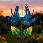 AIINY Solar Garden Lights Metal Flower Decor, Colorful Lotus Pathway Spinning Windmill with LED Cracked Crystal Ball Outdoor Decorative Stake Lighting Waterproof Flower Sculpture for Patio Yard by AIINY