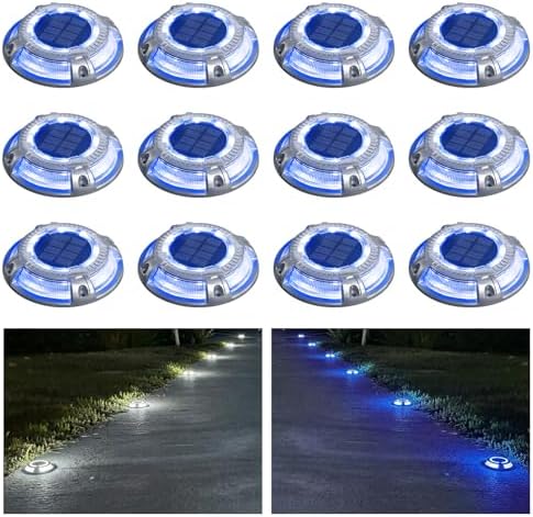 addlon 12 Pack Solar Driveway Dock Lights, 2 Color Modes, IP67 Waterproof by addlon