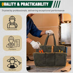 Tool Tote Bag, Heavy Duty 16oz Waxed Canvas Garden Tool Bag | Portable 11-Pocket Tool Storage Bag for Gardener Electrician Contractor Repairman (14"L x 5.5"W x 10.5"H) – Army Green - Image 6