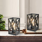 WINGBO 2 Pack Retro Battery Powered Table Lamps, Battery Operated Cordless Lamp Set, Portable Nightlight Decorative Light for Living Room Dining Room Bedroom Entryway Patio, Black & Gold Finish - Image 2
