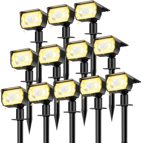 nipify 12 Pack Solar Lights Outdoor, Motion Sensor Spot Landscape Light by Nipify