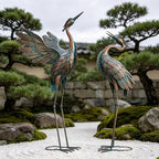 Crane Statues for Garden Decor, Metal Crane Yard Art Statues, 2PCS - Image 4