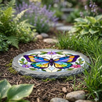 Magnolia Garden 10-Inch Multi-Color Butterfly Stepping Stone - Faux Stained Glass Insect Garden Stone, Weather-Resistant Resin Pathway Accent, Floral Vine Outdoor Yard Decor & Walkway Plaque - Image 4