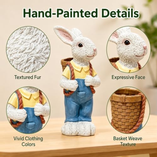 16.14in Resin Animal Rabbit Garden Statue, Weatherproof Outdoor Yard Decor - Image 3