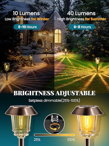 Solar Lights Outdoor Waterproof, 10-40 LM Dimmable Glass and Metal - Image 5