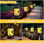 Hummingbird Solar Lanterns 3-in-1 Outdoor Waterproof - Birthday Gifts for Women Mom Christmas, Mason Jar Hanging Lanterns with Stake, Garden Decor Lights for Patio Yard Balcony Decorations, 2 Pack - Image 3