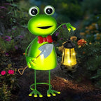 Solar Garden Lights 13.78in Tall Metal Frog Statue with Solar Lantern Decor - Image 3