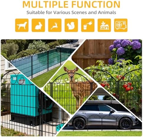 COLRASN 10 Panels No Dig Decorative Garden Dog Fence Outdoor for Yard, 33in(H) x 24.16ft(W) Tall Animal Barrier Fenceing Panels, Rustproof Ground Stakes Temporary Wire Screen for Patio - Image 6