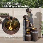 Outdoor Water Fountain 31.5" H Floor-Standing Cascading Garden Fountains, 6-Tiers Indoor/Outdoor Water Fountain with LED Lights for Garden Patio Backyard and Home - Image 5
