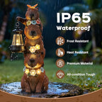 Capybara Solar Garden Statue, Outdoor Capybara Statue with Flower Decoration & Lantern Light, Funny Triple Capybara Decor for Women, Capybara Figurine for Yard Garden Patio Lawn Ornaments - Image 2