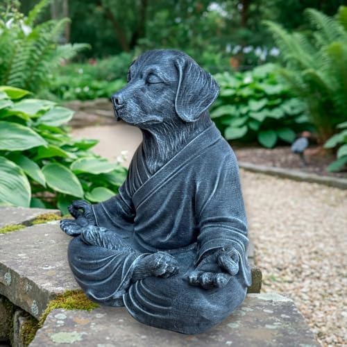 OLOMA Yoga Dog Sculpture Solid Concrete Stone Statue Weather Resistant Heavy Outdoor Indoor Garden Patio Decorative Accent for Tranquil Spaces - Image 7
