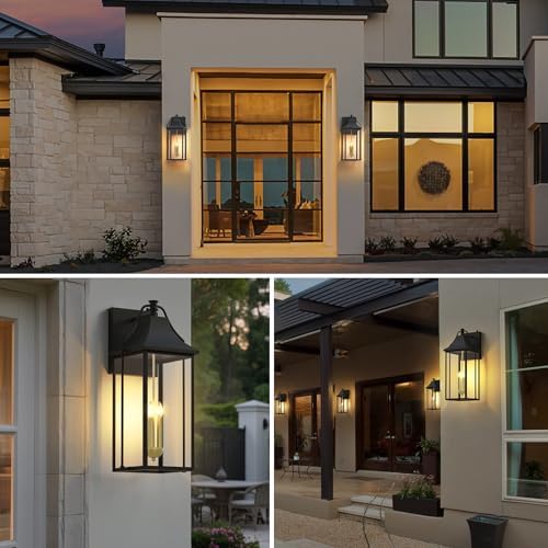 25IN Dusk to Dawn Outdoor Light, 3-E12 Base Wall Sconce for Porch - Image 5