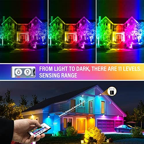 RIGIDON 1 Pack 100W RGB LED Flood Light Outdoor, 16 Colour Changing Light - Image 6