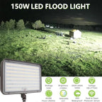2PACK Outdoor 150W LED Flood Light with Knuckle & Plate, Dusk to Dawn 3000K/4000K/5000K 21000LM Commercial Floodlight Fixture, ETL LED Security Lighting for Landscape, Parking lot, Yard - Image 2