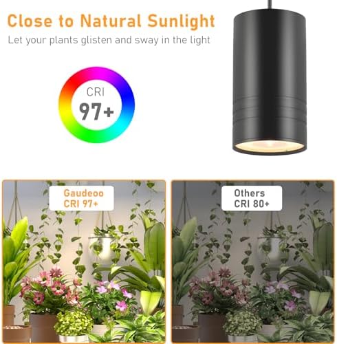 40W Plant Lights for Indoor Growing, Hanging Plant Lamp for Indoor Plants, Large Tall Plant, Garden, Flowers, Greenhouse, with Timer and 15ft Braided Cord, 3000K Full Spectrum, COB Bulb Aluminum Black - Image 4