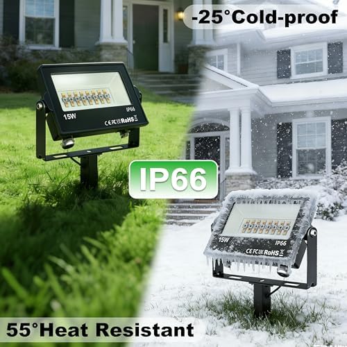 LED Flood Light Outdoor,RGB Waterproof (IP66) Flood Light with APP Control,15W Outdoor Color Changing with DIY Scene and Music Mode, Christmas Floodlights for Patio Courtyard Stage Weddings (4pack) - Image 6