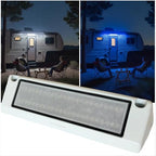 Wave One Marine Dual Color 9" LED Exterior Porch Patio Angle Light | 12v Volt 2400 Lumen Fixture Replacement Lighting RVs Boat Travel Trailer Camper RV Awning Outdoor (White Housing, White | Blue) by WaveOneMarine
