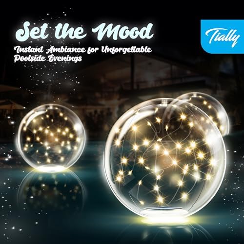 TIALLY Fairy Floating Pool Lights Solar Powered - Warm White Balls (4 Pack) - Image 2