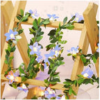 CAKERS Flower Decor String Lights|Creative Christmas Petal-Shaped Copper Wire Fairy Lights|LED Floral Plant Design Ambient Light for Party Bedroom Patio,Blue Flowers with Leaves,2m(6.5ft)-20LED-Solar by CAKERS