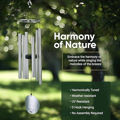 Nature’s Melody Aureole Tunes Wind Chimes – Outdoor Windchime with 6 Tubes Tuned to C Pentatonic Scale, 100% Rustproof Aluminum, Powder Finish & S Hook Hanger for Sympathy, Memorial Gift or Zen Garden - Image 4
