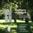 Nature’s Melody Aureole Tunes Wind Chimes – Outdoor Windchime with 6 Tubes Tuned to C Pentatonic Scale, 100% Rustproof Aluminum, Powder Finish & S Hook Hanger for Sympathy, Memorial Gift or Zen Garden - Image 4