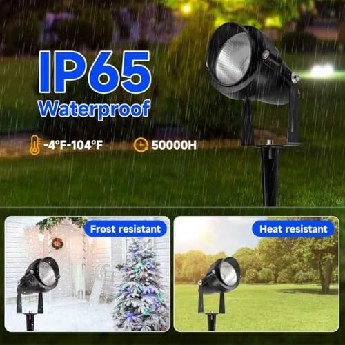 Outdoor Christmas Spot Lights with Timer, 10W Metal RGB LED Landscape Spotlights with 16 Color Changing for Yard, House, Garden, Holiday Decor (2 Lights) - Image 5