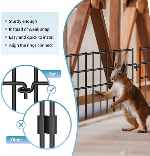 37ft (L) X 13in (H) Garden Animal Barrier Fence, 26 Pack No Dig Dog Fence Border, 1.44in Gap Decorative Fences, Rustproof Metal Wire Garden Border Fence for Dog, Rabbits Ground Stakes - Image 7
