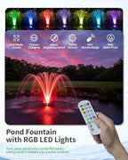 POPOSOAP Floating Pond Fountain With LED Lights, Pond Fountain Aerator Complete Kit with 1600GPH Water Pump 50FT Power Cord, 3 Spray Styles for Ponds, Pool, Lakes & Water Gardens P155 - Image 3