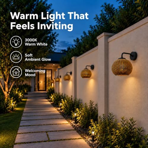 Outdoor Wall Light, Rattan-Style Wall Sconce for Covered Porches - Image 7