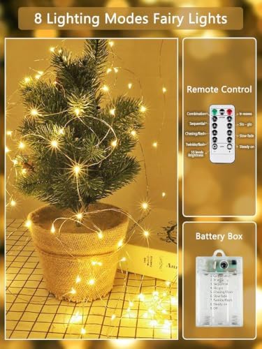 YIQU 3 PK 78FT 240LED Fairy Lights Battery Operated with Timer Remote Warm White 4 Pack Gen2 Solar Lanterns Outdoor Waterproof Hanging Halloween Flame Light - Image 2
