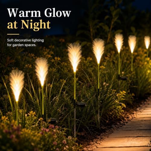 Solar Pampas Grass Stake Light, 27.6″ 5W Warm LED for Garden Beds - Image 4