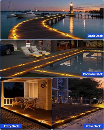 DetarZinLED Solar Deck Lights Outdoor IP68 Waterproof 12 Pack Amber Warm - Image 6