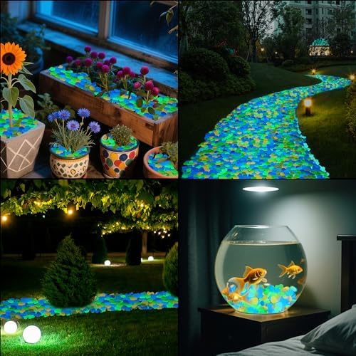 500PCS 1-1.2" Glowing Rocks Luminous Pebbles Glow in The Dark Rocks Luminous Stones for Driveway Walkway Potted Plants Fish Tank - Image 6